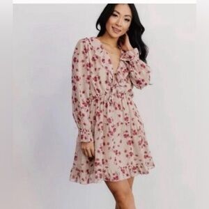 BALTIC BORN floral cottagecore garden fairy ruffle neckline knee length dress XL